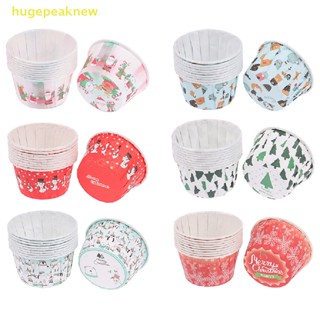 hugepeaknew 10Pcs Christmas Rolled Edge Cake Cup Muffin Cup Merry Christmas Cake Paper Tray Nice