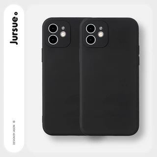 JURSUE เคสไอโฟน เคสซิลิโคนนุ่มกันกระแทก เคสโทรศัพท์ สีดำ Compatible for iPhone 17 Air 16 15 14 13 12 11 Pro Max SE 2020 X XR XS 8 7 Plus พลัส YCS14