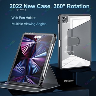 เคส แบบใส ปิดด้านหลัง หมุนได้ 360 องศา สําหรับ iPad Pro 11 M2 Air 2022 5th 4th 10th Gen 10.9 7 8th 9th Air2 mini 6