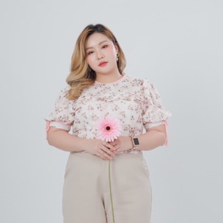 เสื้อสาวอวบ รุ่น No.6 Floral puff sleeve blouse