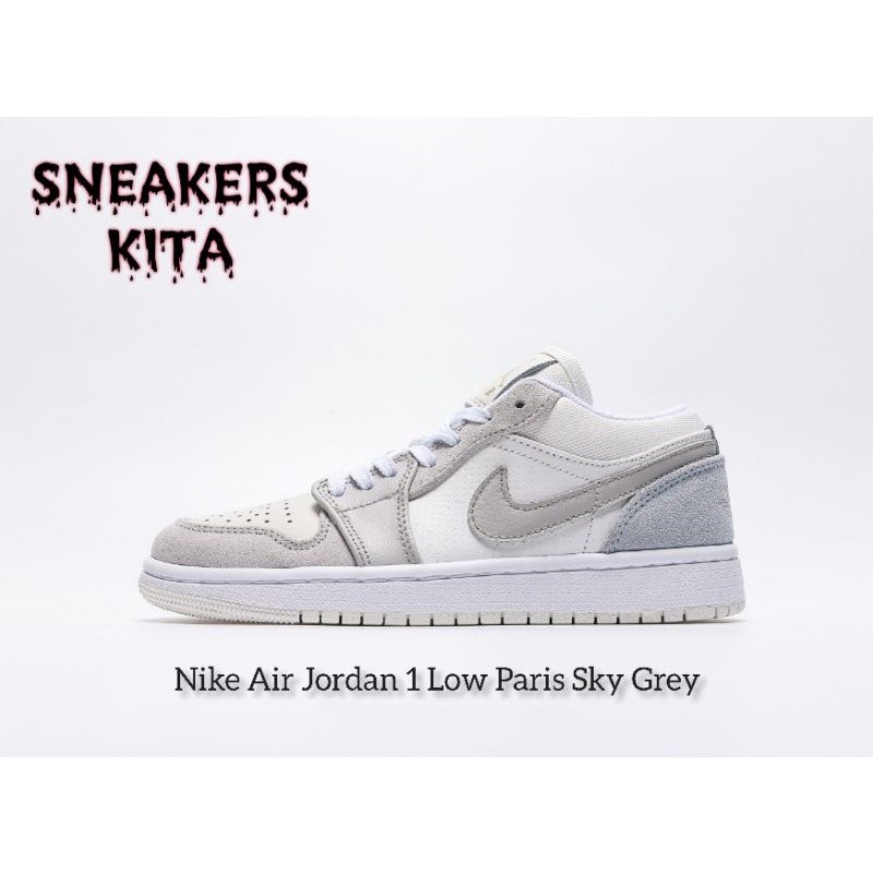 ของแท้ 100% Nike Air Jordan 1 Low Paris White Sky Grey AF1