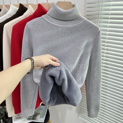อก 38-44 / 7 สี เสื้อแขนยาวบุขน เสื้อคอเต่าบุขน กันหนาวติดลบ สเวตอร์ไหมพรม รุ่น TurtleNeck BT - รูปที่ 5