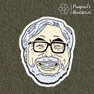 ʕ •ᴥ•ʔ ✿ พร้อมส่ง : เข็มกลัดลายฮายาโอะ มิยาซากิ แห่งจิบลิสตูดิโอ | Hayao Miyazaki Director Of Studio Ghibli Brooch Pin.