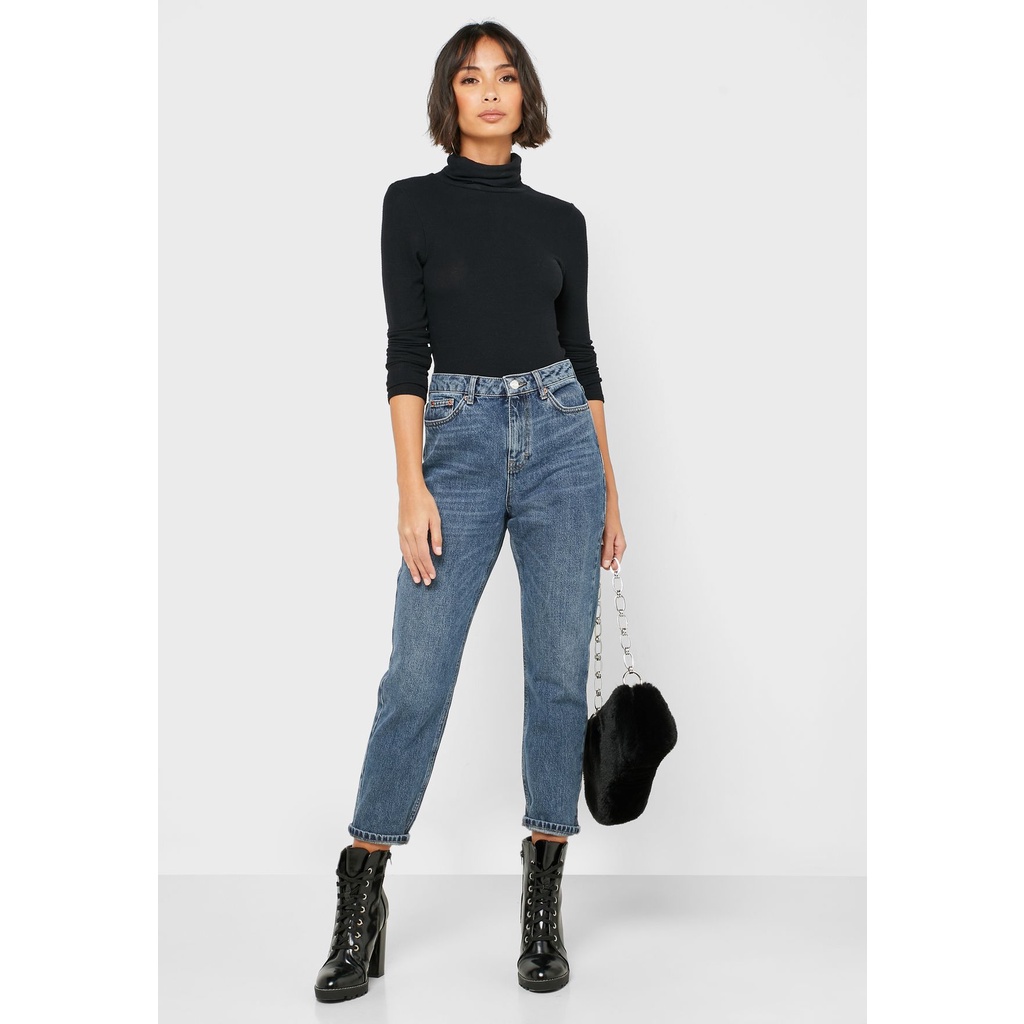 ส่งต่อ Topshop Petite Rich Blue Mom Jeans กางเกงยีนส์ W25L28 ใหม่มาก