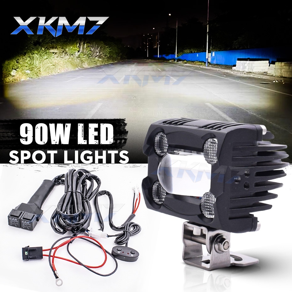12V Led Work Lights Fog Lights Spotlight Bar DRL Bi-LED Projector Lens Car Motorcycle Work Light Hea
