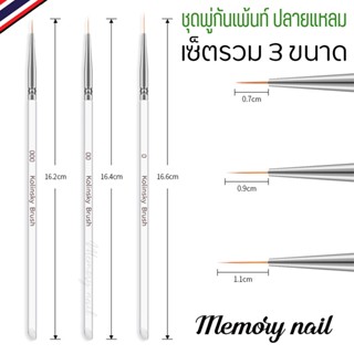 (ด้ามใส Kolinsky Brush) ปลายแหลม ชุด3ด้าม ลายเพ้นท์เล็บ พู่กันหัวเล็กSet พู่กันแอร์หรับเพ้นท์เล็บ