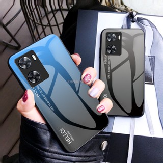 เคสโทรศัพท์มือถือกระจกนิรภัย TPU กันกระแทก ไล่โทนสี สําหรับ OPPO A77S A57 A77 A16 A96 4G A76 A36