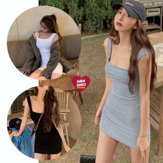 Mini Dress ชุดเดรสเซ็กซี่สีพื้น เดรสเเขนกุด เดรสสีพื้นๆ เดรสเเฟชั่นลำลอง เดรสรัดรูปเเฟชั่น เดรสมินิมอล