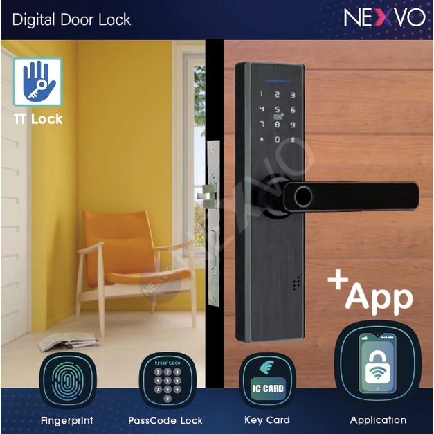 [Digital door lock] -Smart Digital Door lock กลอนประตูอัจฉริยะ การทำงาน 5 ระบบ กลอนประตูดิจิตอล สีดำ