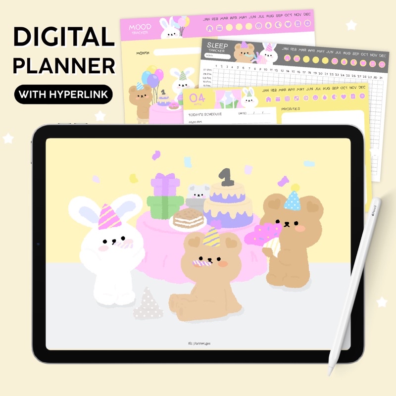 แพลนเนอร์, Digital Planner, Undated Planner, Planner2024, Cute Planner, Hyperlink, Weekly, Daily, Mo