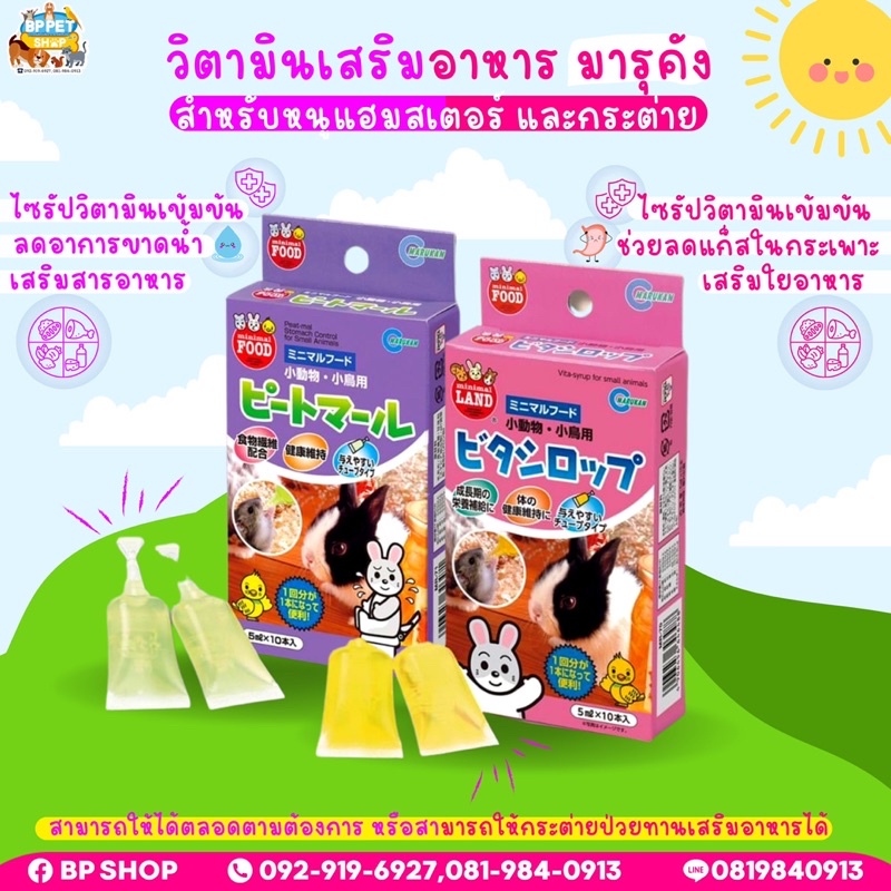วิตามินสำหรับ อาหารเสริมหนูแฮมเตอร์ กระต่าย ไซรัป วิตามินมารุคัง วิตามินสัตว์เล็ก