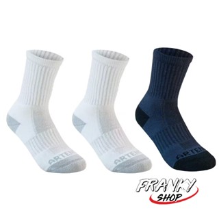 ถุงเท้ากีฬาหุ้มข้อสำหรับเด็ก ถุงเท้าเทนนิส ถุงเท้า Kids Mid Sports Socks RS 500 Tri-Pack