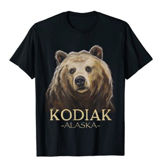 ขายดี!Kodiak Alaska Shirt, Grizzly Bear Kodiak Alaska T-Shirt Tshirts Fitted Unique Cotton Men Tops Tees Customized   hu