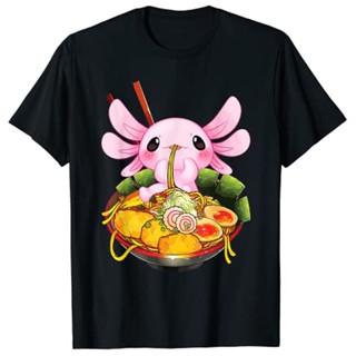 เสื้อครอปสายฝอ ราเมน Axolotl Kawaii อะนิเมะของขวัญอาหารญี่ปุ่นสาววัยรุ่นเสื้อยืดกราฟิกเสื้อยืดเสื้อเชิ้ต