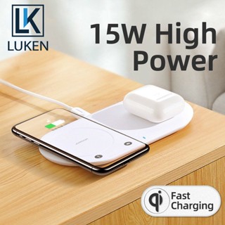 Luken แท่นชาร์จไร้สาย 15w Qi ชาร์จเร็ว สําหรับ iP 12 11 11 Pro XR XS Max 8 AirPo Pro