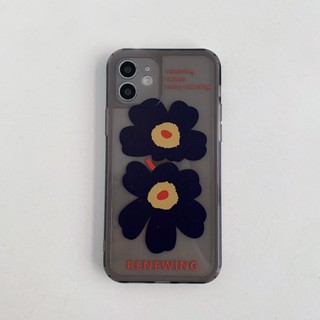 เคสโทรศัพท์มือถือแบบนิ่ม ลายดอกไม้ สีดํา แวววาว สําหรับ Iphone 12 XR xs max 14pro 11 14 13