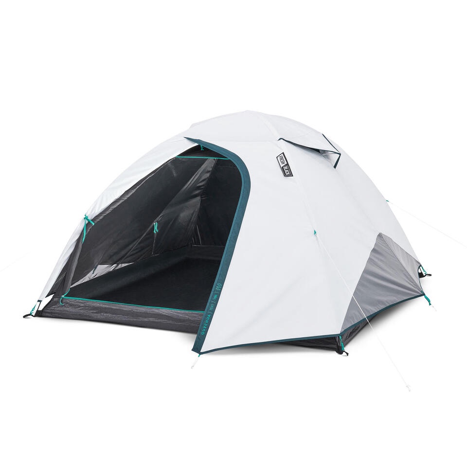 เต็นท์ตั้งแคมป์สำหรับ 3 คนรุ่น MH100 FRESH & BLACK QUECHUA CAMPING TENT MH100 - 3-P - FRESH&BLACK