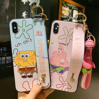 เคสโทรศัพท์มือถือ ซิลิโคน กันกระแทก ลายสพันจ์บ็อบ พร้อมสายคล้องข้อมือ สําหรับ Realme Narzo50A 50i 9i 9Pro 9Pro+ 8 8i 8Pro 7 7i 7Pro 6 6Pro 5 5i 5Pro 3 3Pro X7