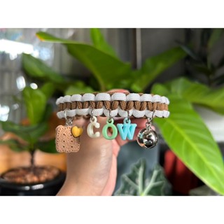 ปลอกคอแมวเชือกถัก ตัวล็อคนิรภัย ใส่ชื่อฟรี🐱🐶