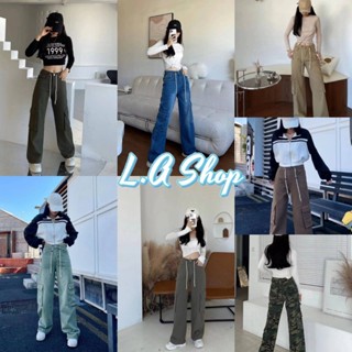 L.A Shop พร้อมส่ง  กางเกงยีนส์ขายาว ทรงกระบอกใส่สบาย กระเป๋า2ข้าง "8181"-NZ