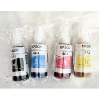 หมึกแท้ Epson​ 664 L-Series Epson L110/ 120/ 200/ 210/ 220/ 300/ 310/ 350/ 355/ 360/ 365/ 380 BK/C/M/Y ของแท้💯% NoBox