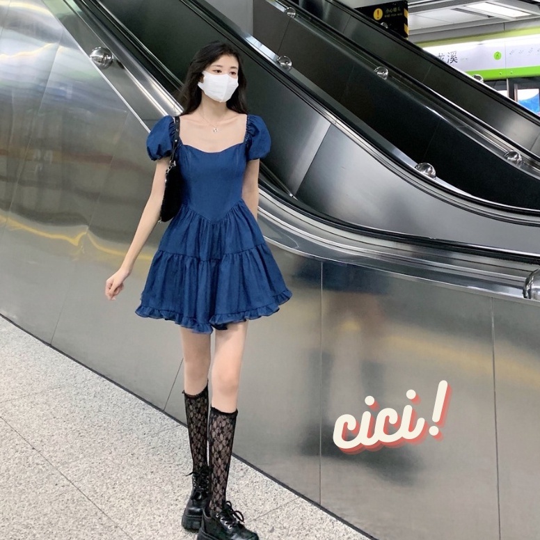 ส่งทันที Cici ❣🇹🇭🚚พร้อมส่ง❣(857)มินิเดรสผ้าฝ้ายแท้ ซิปหลัง ใส่สบาย ไม่ร้อน สไตล์เกาหลี ญี่ปุ่น มูจิ สุดน่ารัก