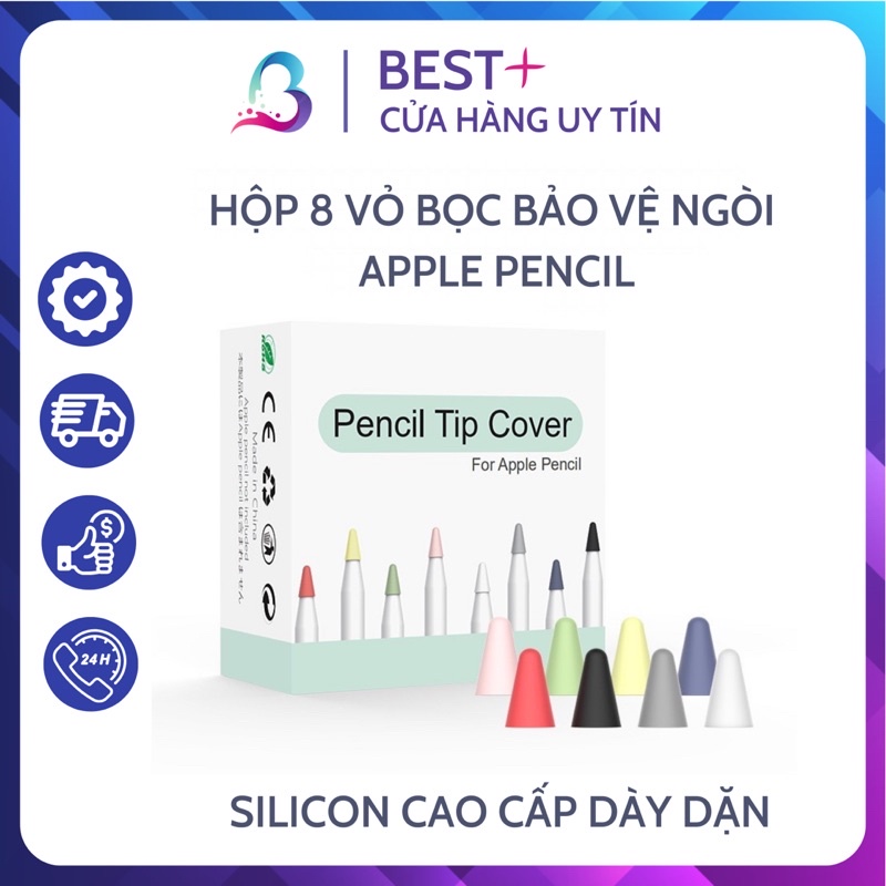 กล ่ องซิลิโคน 8 ชิ ้ นสําหรับ Apple Pencil 1 2 ปากกาป ้ องกัน Anti-Slip Anti-Drawing Paperlike