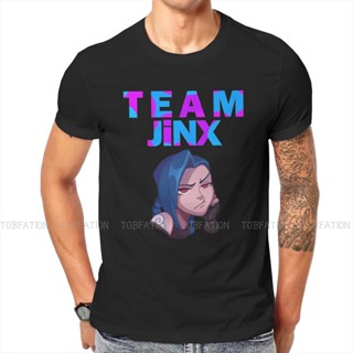 เสื้อยืดเข้ารูป Camiseta del equipo Jinx de Arcane League of Legends para hombre, ropa de moda Vintage de verano, Haraju