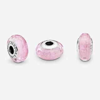 (พร้อมส่ง)Pandora Pink Murano Charm มูชมพู ชาร์มPandoraของเเท้100%