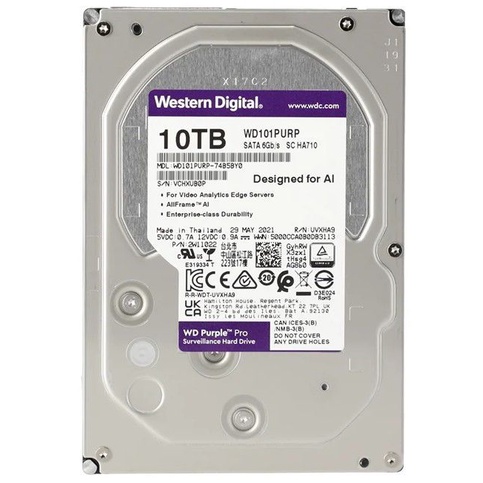 10TB 3.5" HDD (ฮาร์ดดิสก์ 3.5 นิ้ว) WD PURPLE PRO 7200RPM SATA3 (WD101PURP)