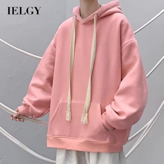 Ielgy เสื้อกันหนาว มีฮู้ด สีพื้น เข้ากับทุกการแต่งกาย สําหรับผู้ชาย