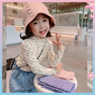 Childrens clothing girls autumn clothing 2022 new childrens high collar base shirt autumn and winter western style long sleeve T-shirt babys top fashion