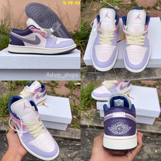 💜New Air Jordan 1 Low อีสเตอร์สีม่วงชมพู sz.36-40 (อุปกรณ์ครบกล่อง) พร้อมส่งรอองเท้าผ้าใบ ถ่ายจากงานจริง100%