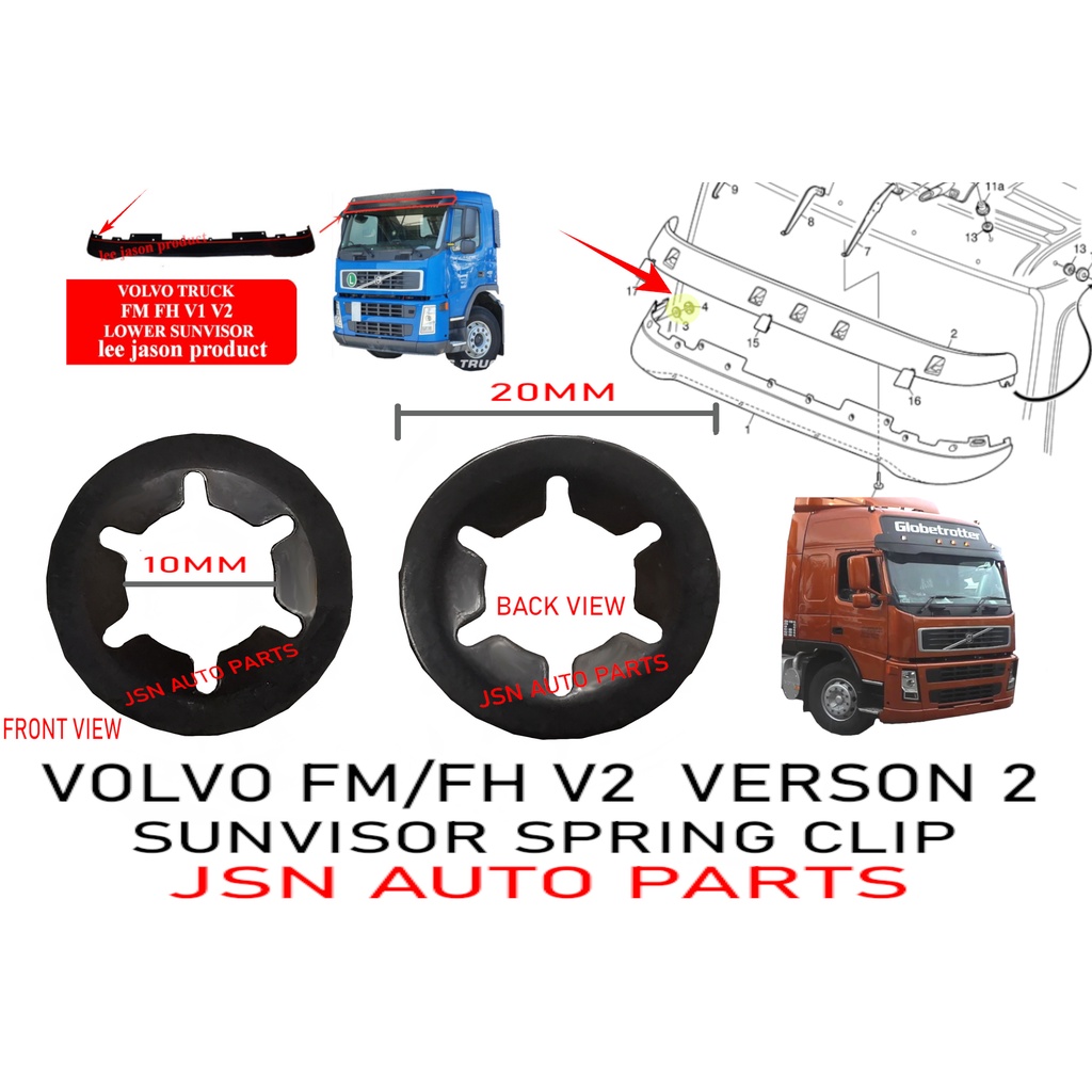 J01S13 SUNVISOR SPRING CLIP VOLVO FM/FH V2 VERSON 2 LORRY รถบรรทุก AKSESORI ราคาสําหรับ 12 ชิ้น