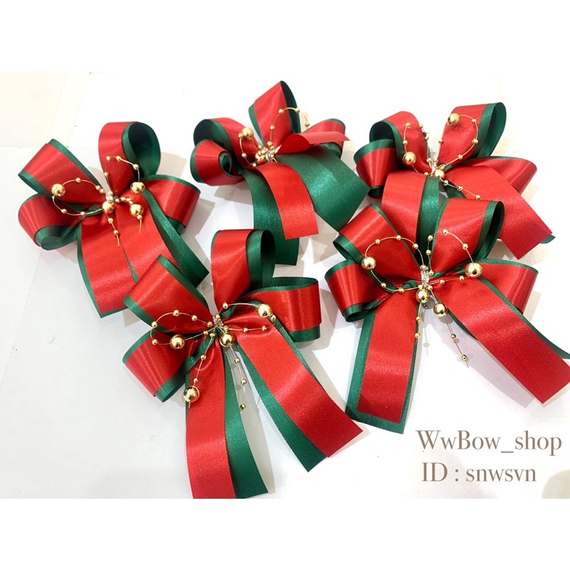 📍สินค้าพร้อมส่ง จัดส่งในวันถัดไป📍โบว์สำเร็จรูปคริสมาส สำหรับตกเเต่งของขวัญ กระเช้า ของชำร่วย