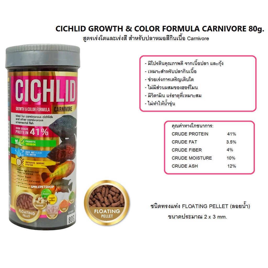 BOOST CICHLID 80-100g.(อาหารปลาหมอสี สูตรเร่งสี เร่งโต รูปที่ 2