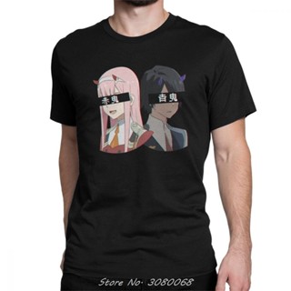 เสื้อผ้าแฟชั่น เสื้อยืด Aka Oni En Ao Oni Verbazingwekkende เสื้อยืด Darling In De Franxx Nul Twee เสื้อยืด Mannen Korte