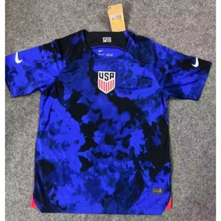 เสื้อกีฬาแขนสั้น ลายทีมชาติฟุตบอล USA 2022 2023 ชุดเยือน สีขาว สไตล์คลาสสิก