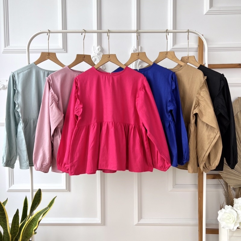 [WHOLESALE] JR8196 - AUDREY LINEN BLOUSE 5 COLORS (5pcs @ Rp. 65,000)