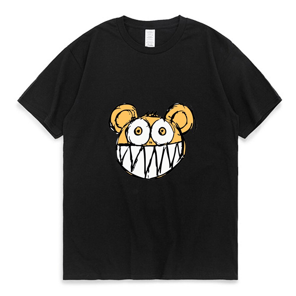 เสื้อคู่รัก Radiohead ความจําเสื่อมวินเทจฮิปฮอปร็อควงเสื้อยืดอัลบั้มเพลงพิมพ์สีเหลืองหัวเมาส์เสื้อยื