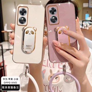 พร้อมส่ง ใหม่ เคสโทรศัพท์มือถือนิ่ม ปิดด้านหลัง แบบป้องกัน ลายหมีน่ารัก พร้อมสายคล้องมือ สําหรับ OPPO A58 A78 4G 2023 A584G