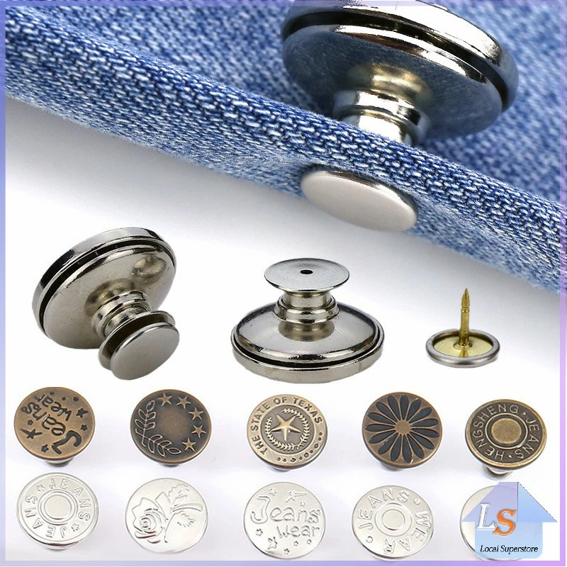 กระดุม ปรับเอวกางเกง ปุ่มที่ถอดออกได้ เป็นเข็มหมุด ปรับได้ตามต้องการ jeans buttons