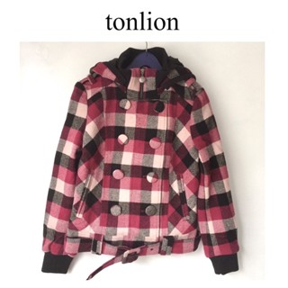 เสื้อโค้ทวูล  ฮู้ดกันหนาว เสื้อกันหนาว pea coat กันหนาวผ้าวูล ลายตาราง แบรนด์ 🌟 TONLION 🌟 (WY846)