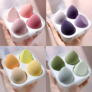 #พร้อมส่ง ฟองน้ำไข่แต่งหน้า พัฟเกลี่ยรองพื้น 1 เซต 4 ชิ้น