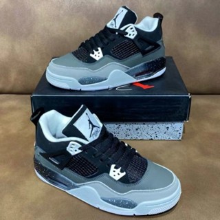 AJ4 Retro แฟชั่นรองเท้าบาสเก็ตบอลระดับกลาง AIR Jordan professional การแข่งขันรองเท้าผ้าใบ