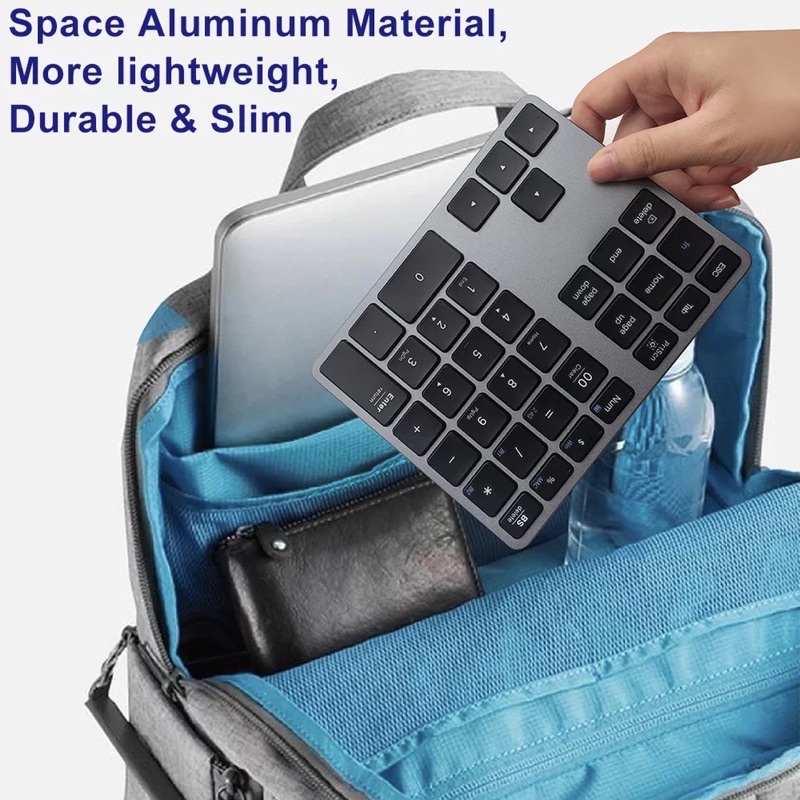 บลูทูธ Pad,ชาร์จแป้นพิมพ์ตัวเลขไร้สาย Dual-Mode อลูมิเนียม USB Numpad สำหรับแล็ปท็อป,แมคBook Pro/Air, แมค