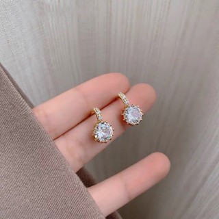 ss298 Sweetssparkles ต่างหูเกาหลี ต่างหู ก้านเงินแท้ ชุบทอง 14k ประดับคริสตัล ขายแยก 1 คู่