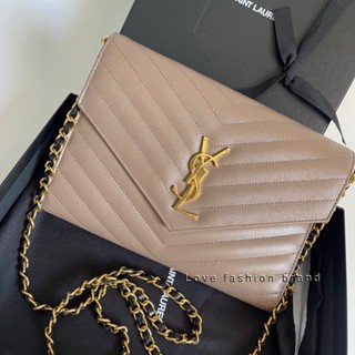 👑ผ่อน0%~แท้100%👑 YSL Envelope Flap Pouch Clutch อะไหล่ทอง สายคล้องแขนถอดได้