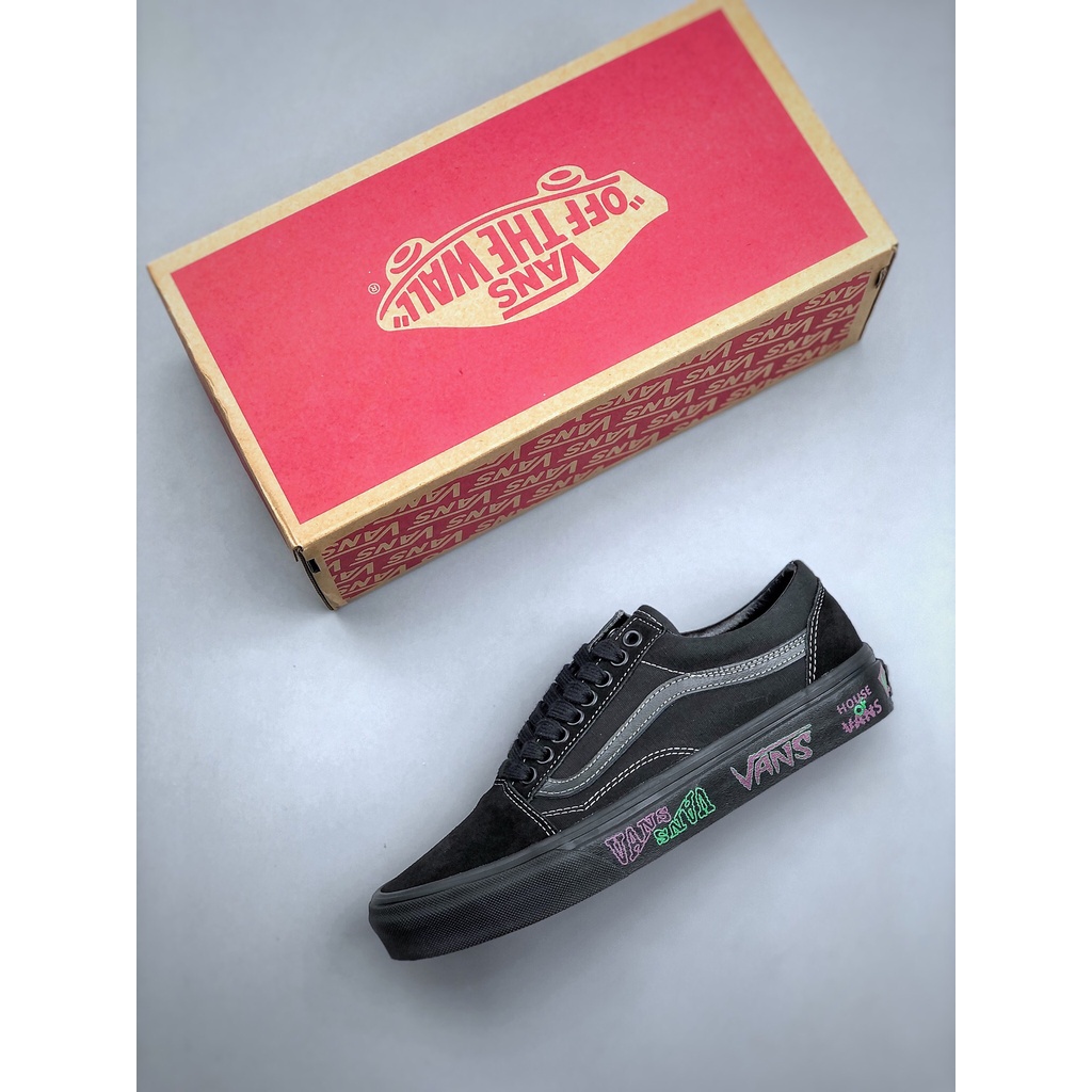 Original Authentic Black Vans Old Skool Classic Low Cut personality graffiti wind board Sports Fashion shoes For Men And
