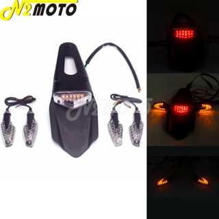 Motorcycle ABS Red LED Taillight Stop Light Tail Amber Turn Signal Light Fender Rear Tail Lamp For Off-road Dirt Bike Cu